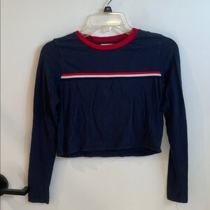 Heart & Hips Navy Blue Crop Top with Red Accents